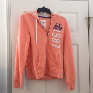 Medium orange hooded zip up jacket
